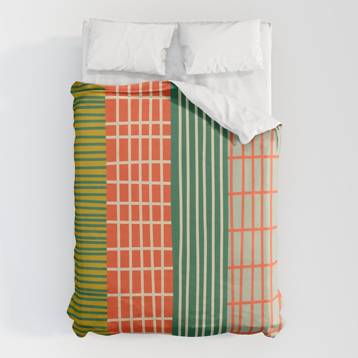 Mid Century Finnish Patchwork Vertical Stripe Pattern Duvet Cover Gallery Image 6