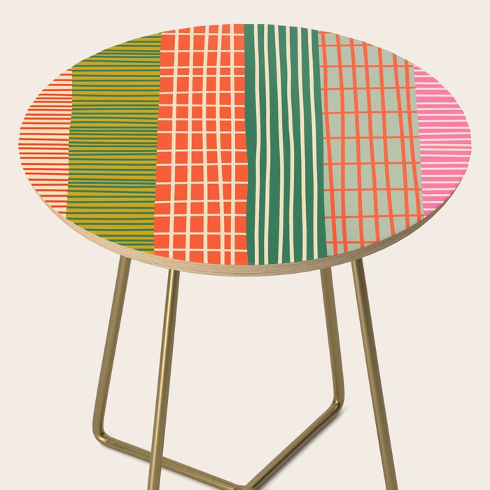Mid Century Finnish Patchwork Vertical Stripe Pattern Side Table Gallery Image 2