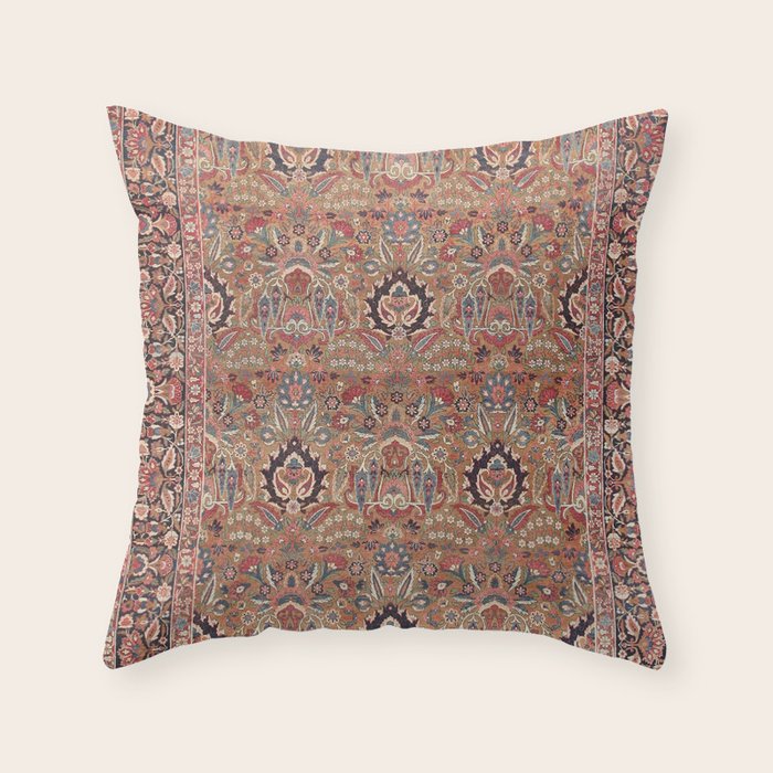 Enchanting Antique Persian Dusky Rose Throw Pillow Gallery Image 1