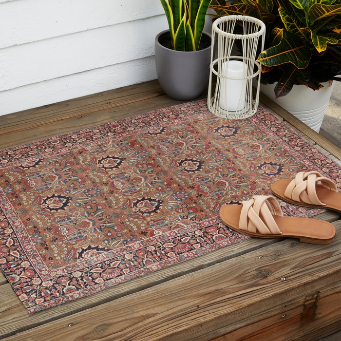 Enchanting Antique Persian Dusky Rose Outdoor Rug Gallery Image 2