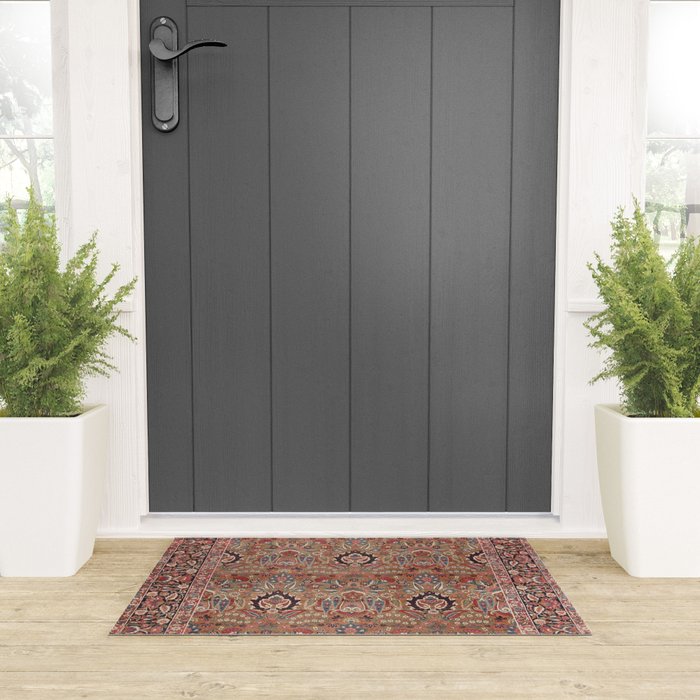 Enchanting Antique Persian Dusky Rose Welcome Mat Gallery Image 3