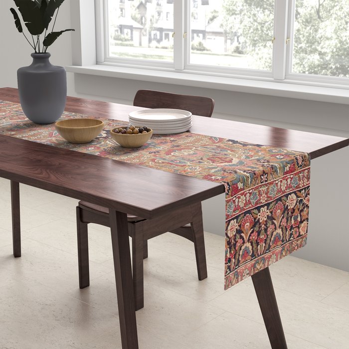 Enchanting Antique Persian Dusky Rose Table Runner Gallery Image 2