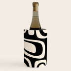 Palm Springs Retro Midcentury Modern Abstract Pattern Black and Almond Cream Wine Chiller Gallery Image 1