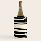 Palm Springs Retro Midcentury Modern Abstract Pattern Black and Almond Cream Wine Chiller Gallery Image 2