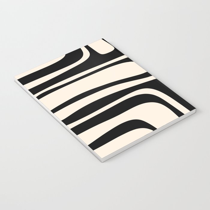 Palm Springs Retro Midcentury Modern Abstract Pattern Black and Almond Cream Notebook Gallery Image 3