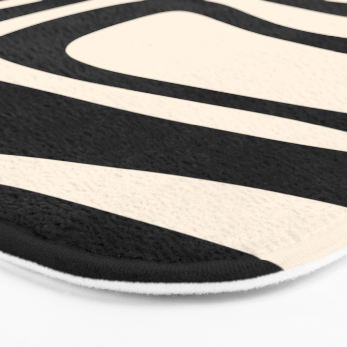 Palm Springs Retro Midcentury Modern Abstract Pattern Black and Almond Cream Bath Mat Gallery Image 3