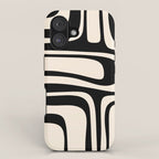 Palm Springs Retro Midcentury Modern Abstract Pattern Black and Almond Cream iPhone Case Gallery Image 1