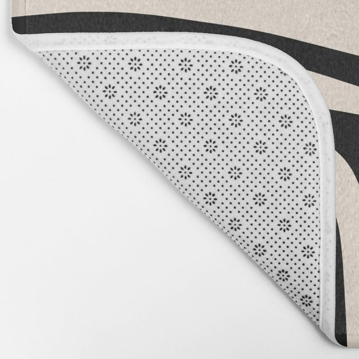 Palm Springs Retro Midcentury Modern Abstract Pattern Black and Almond Cream Bath Mat Gallery Image 2