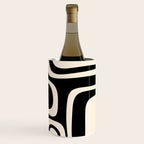 Palm Springs Retro Midcentury Modern Abstract Pattern Black and Almond Cream Wine Chiller Gallery Image 3