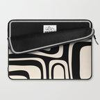 Palm Springs Retro Midcentury Modern Abstract Pattern Black and Almond Cream Laptop Sleeve Gallery Image 2