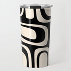 Palm Springs Retro Midcentury Modern Abstract Pattern Black and Almond Cream Travel Mug Gallery Image 1