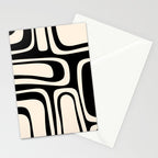 Palm Springs Retro Midcentury Modern Abstract Pattern Black and Almond Cream Stationery Card Gallery Image 2