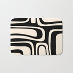 Palm Springs Retro Midcentury Modern Abstract Pattern Black and Almond Cream Bath Mat Gallery Image 1