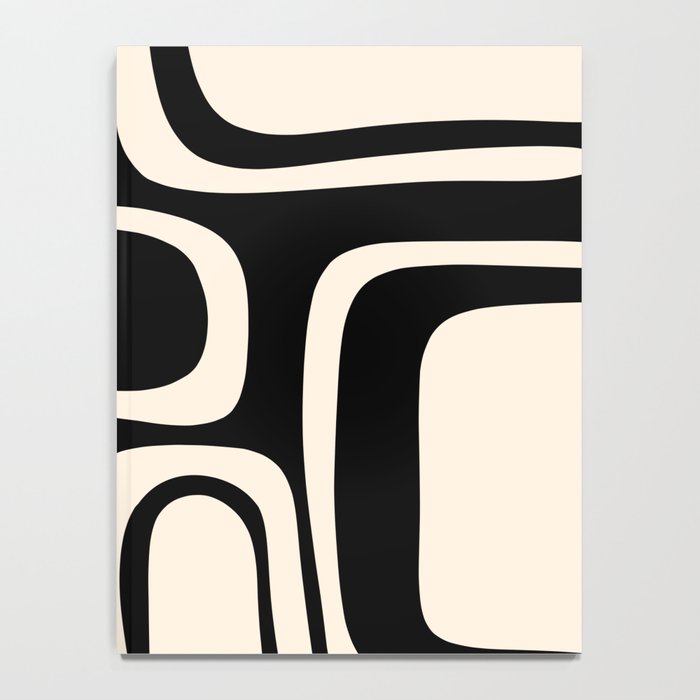 Palm Springs Retro Midcentury Modern Abstract Pattern Black and Almond Cream Notebook Gallery Image 4