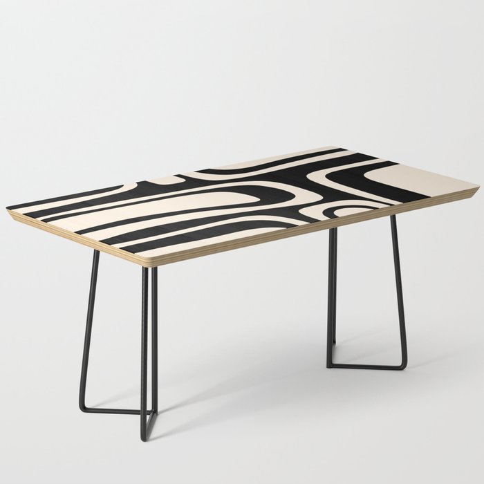 Palm Springs Retro Midcentury Modern Abstract Pattern Black and Almond Cream Coffee Table Gallery Image 1