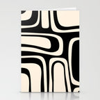 Palm Springs Retro Midcentury Modern Abstract Pattern Black and Almond Cream Stationery Card Gallery Image 2