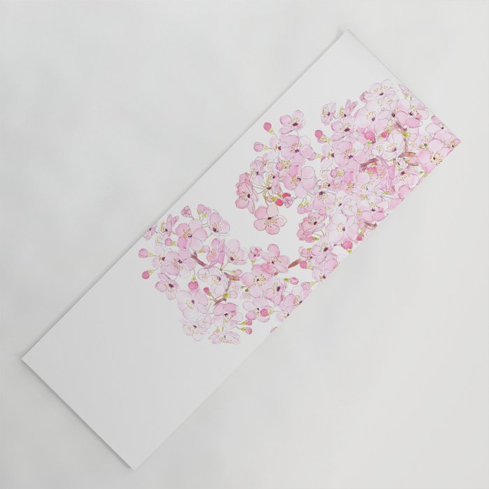 cherry blossom ink and watercolor 1 Yoga Mat Gallery Image 1