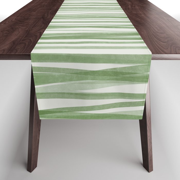 Green Stripes - Modern Abstract Style Table Runner Gallery Image 1