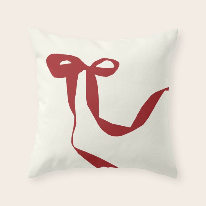 Red Bow Throw Pillow Gallery Image 1