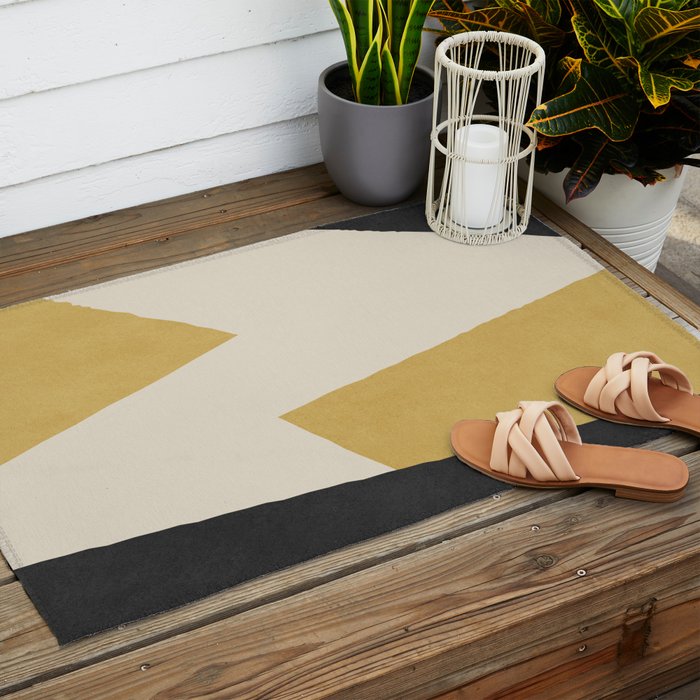 Graphic Edge Shape - Gold Yellow Outdoor Rug Gallery Image 2