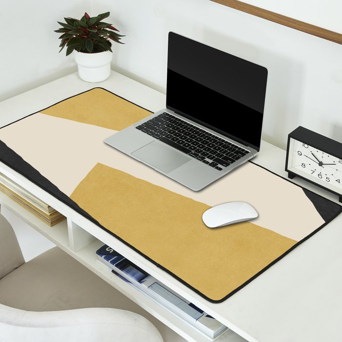 Graphic Edge Shape - Gold Yellow Desk Mat Gallery Image 2