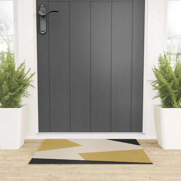 Graphic Edge Shape - Gold Yellow Welcome Mat Gallery Image 3