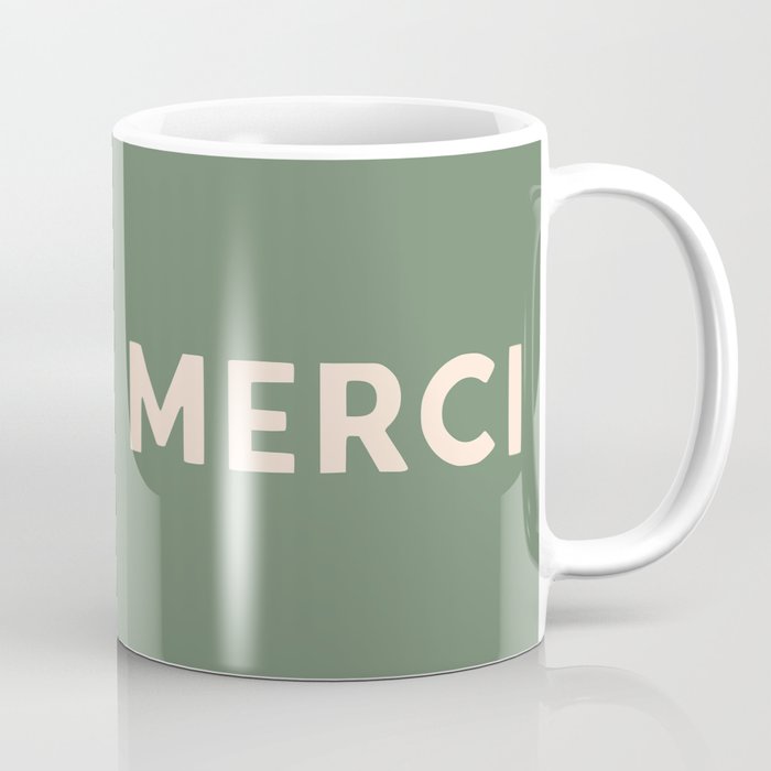 Merci French Retro Hand Lettering Coffee Mug Gallery Image 1