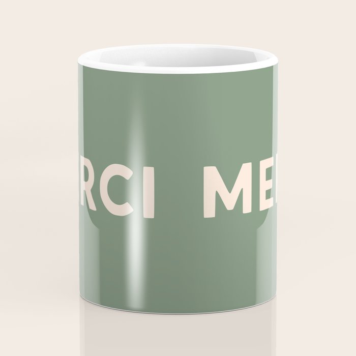 Merci French Retro Hand Lettering Coffee Mug Gallery Image 4