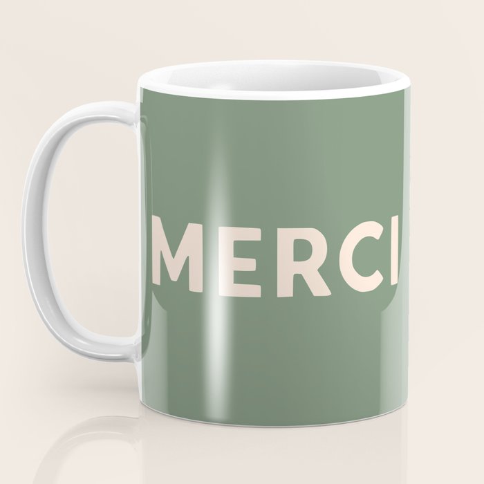 Merci French Retro Hand Lettering Coffee Mug Gallery Image 3