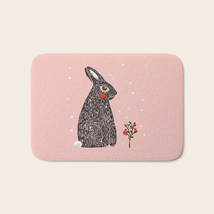 Christmas rabbit - illustration Bath Mat Gallery Image 1