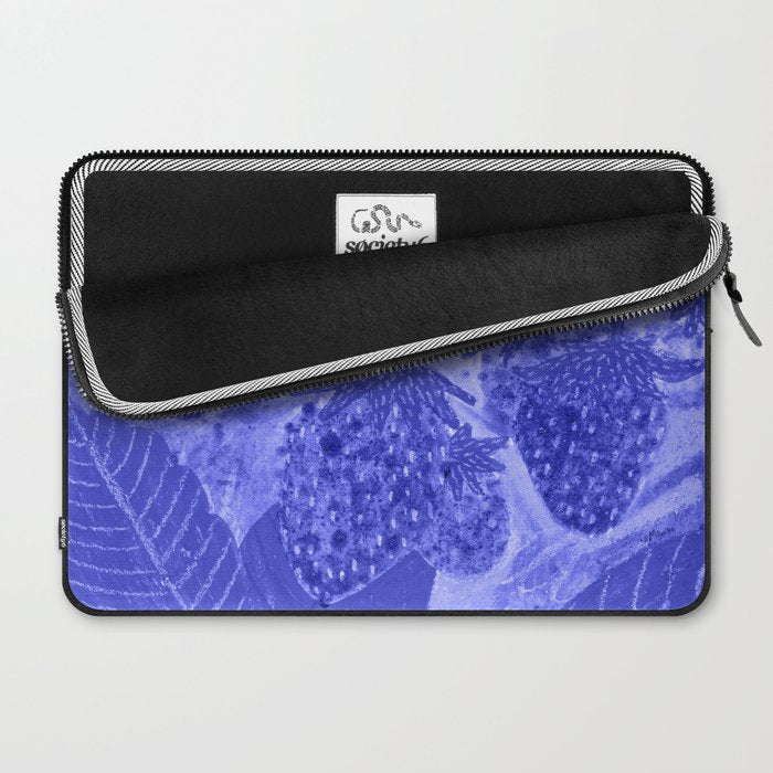 Strawberry Garden in Botanical Blue Laptop Sleeve Gallery Image 2