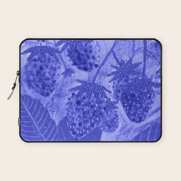 Strawberry Garden in Botanical Blue Laptop Sleeve Gallery Image 1