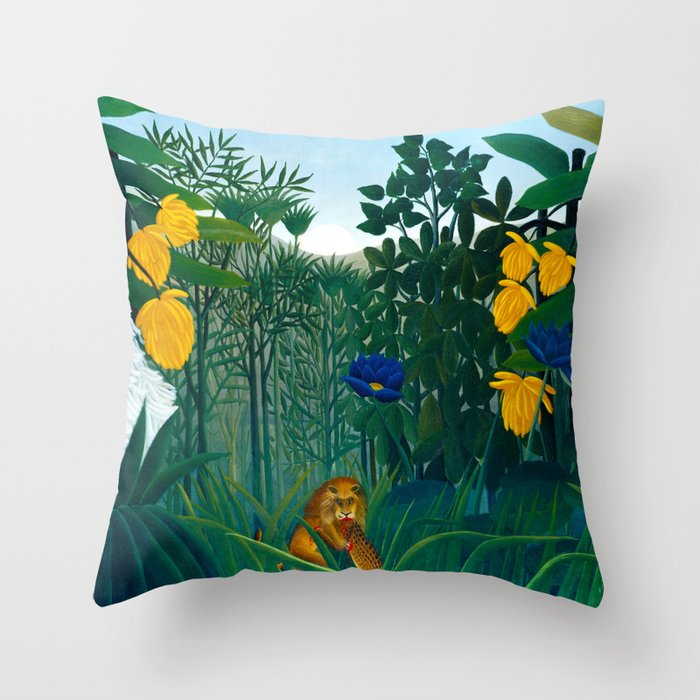 The Repast of the Lion (1907) by Henri Rousseau Throw Pillow Gallery Image 1