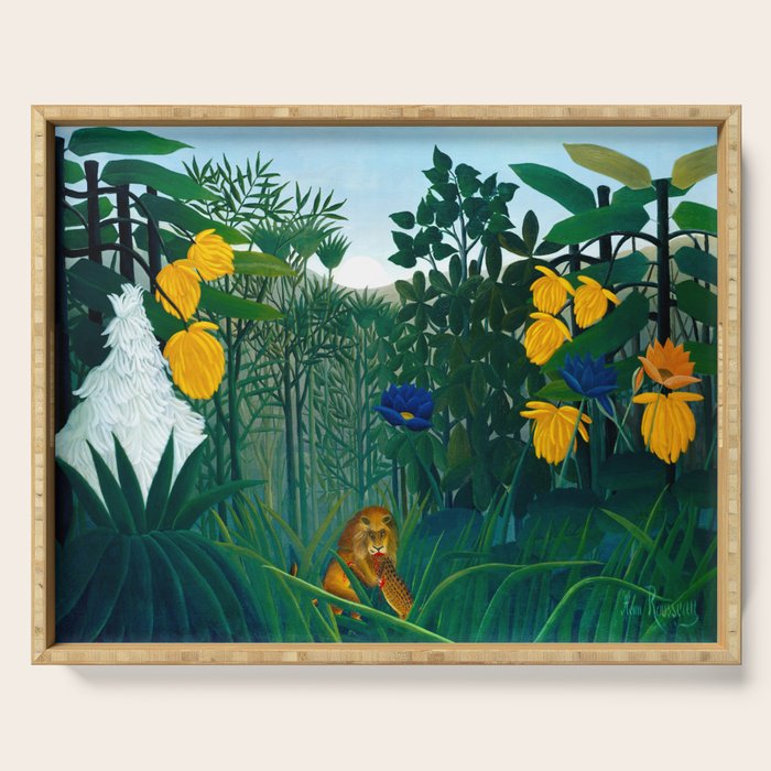 The Repast of the Lion (1907) by Henri Rousseau Serving Tray Gallery Image 1