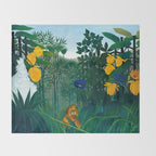 The Repast of the Lion (1907) by Henri Rousseau Throw Blanket Gallery Image 2