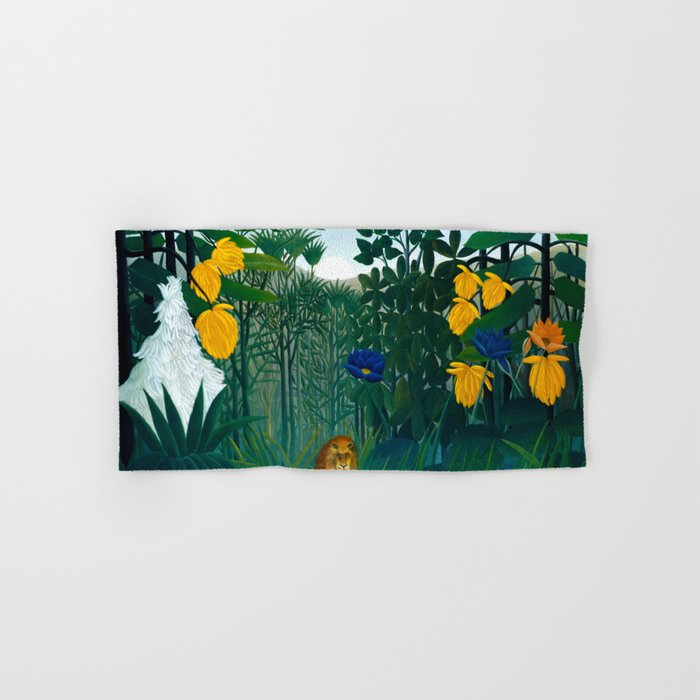 The Repast of the Lion (1907) by Henri Rousseau Bath Towel Gallery Image 1