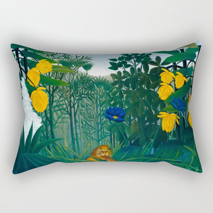 The Repast of the Lion (1907) by Henri Rousseau Rectangular Pillow Gallery Image 2