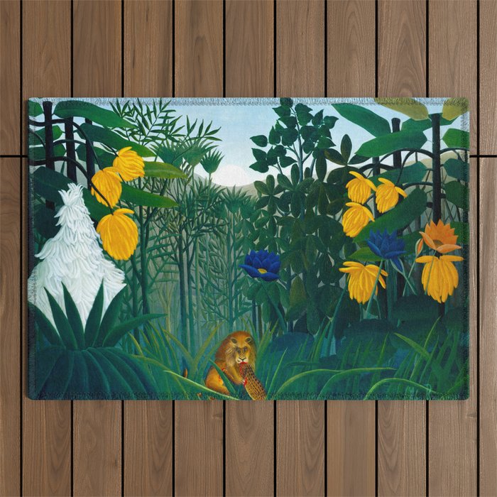 The Repast of the Lion (1907) by Henri Rousseau Outdoor Rug Gallery Image 1