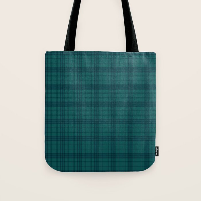 Dark Teal Plaid Tote Bag Gallery Image 1