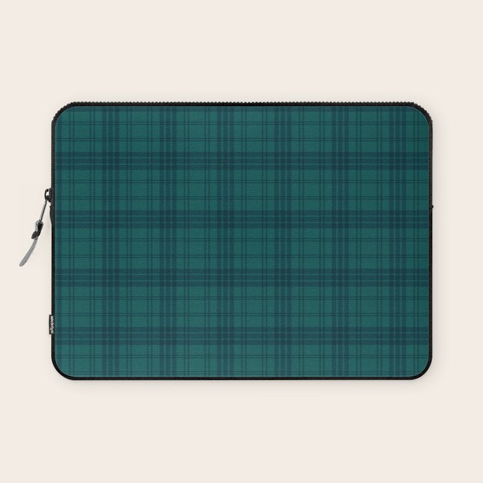 Dark Teal Plaid Laptop Sleeve Gallery Image 1