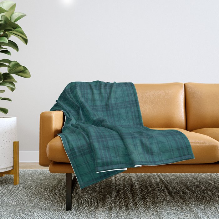 Dark Teal Plaid Throw Blanket Gallery Image 1
