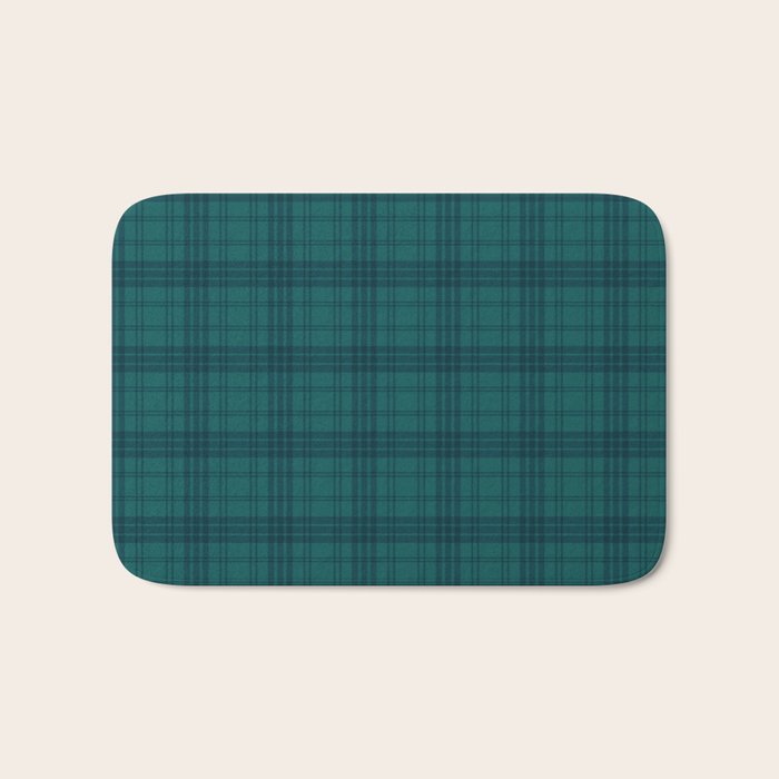 Dark Teal Plaid Bath Mat Gallery Image 1