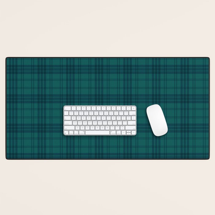 Dark Teal Plaid Desk Mat Gallery Image 1