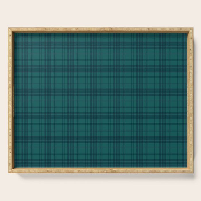 Dark Teal Plaid Serving Tray Gallery Image 1