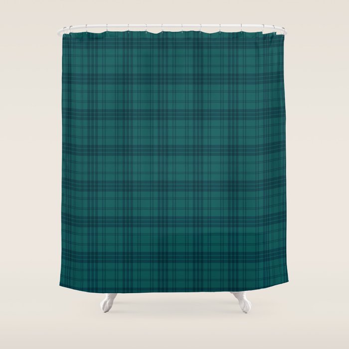 Dark Teal Plaid Shower Curtain Gallery Image 1