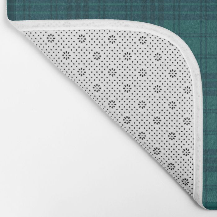 Dark Teal Plaid Bath Mat Gallery Image 2
