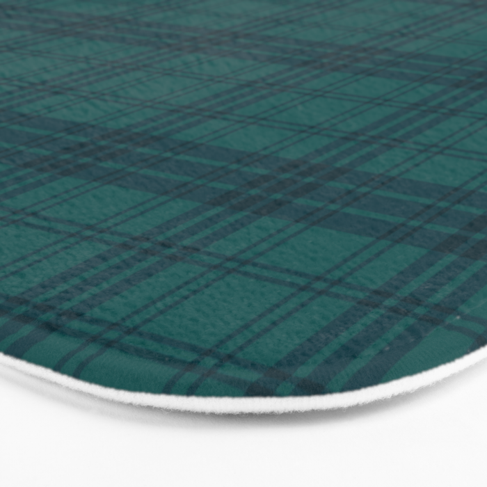 Dark Teal Plaid Bath Mat Gallery Image 3