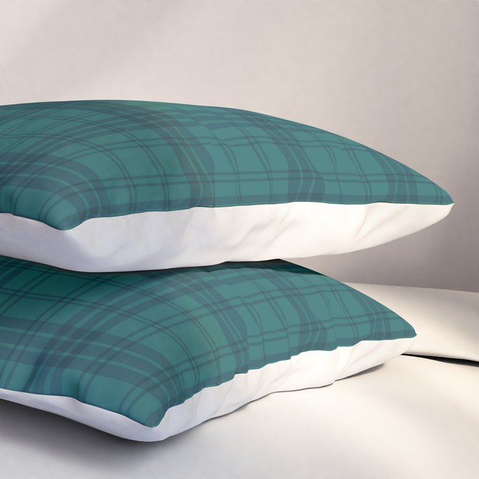 Dark Teal Plaid Pillow Sham Gallery Image 3