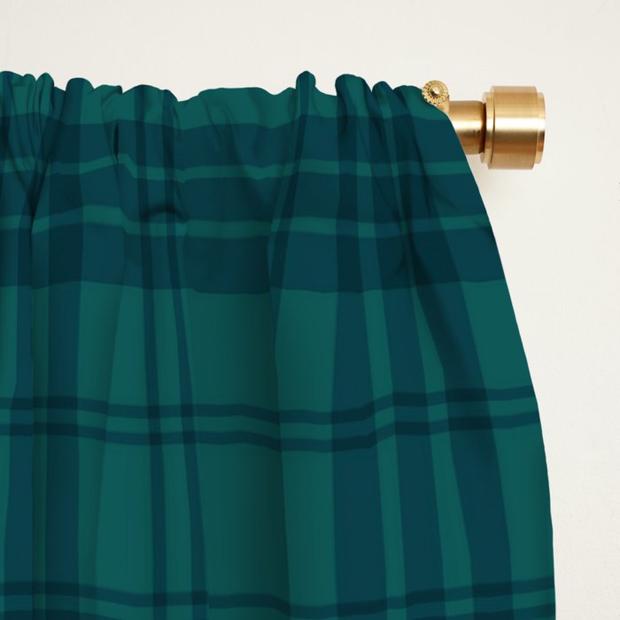 Dark Teal Plaid Window Curtain Gallery Image 2
