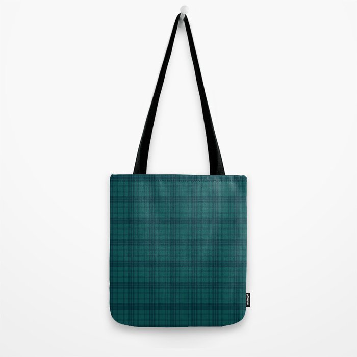 Dark Teal Plaid Tote Bag Gallery Image 2